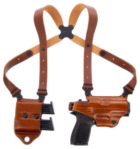 Galco MCII652 Miami Classic II Shoulder System Size Fits Chest Up to 56" Tan Leather Compatible with S&W M&P Shield/Glock 43/43X Right Hand