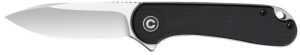 Civivi Knives C907A Elementum 2.96" Folding Plain Satin D2 Steel Blade, 4.03" Black Textured G10 Handle