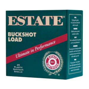 Estate 12 Gauge Buckshot, 2 3/4", 9 Pellet, 00 Buck, 25-Round Box