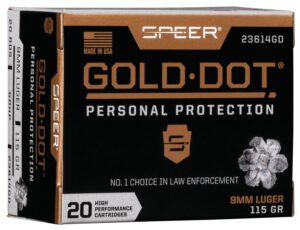 Speer 23614GD Gold Dot Personal Protection 9mmLuger 115gr Hollow Point 20 per Box/10 Case