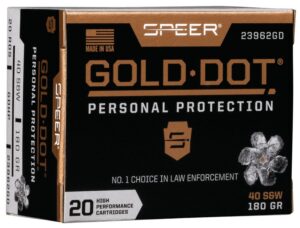 Speer 23962GD Gold Dot Personal Protection 40S&W 180gr Hollow Point 20 per Box/10 Case