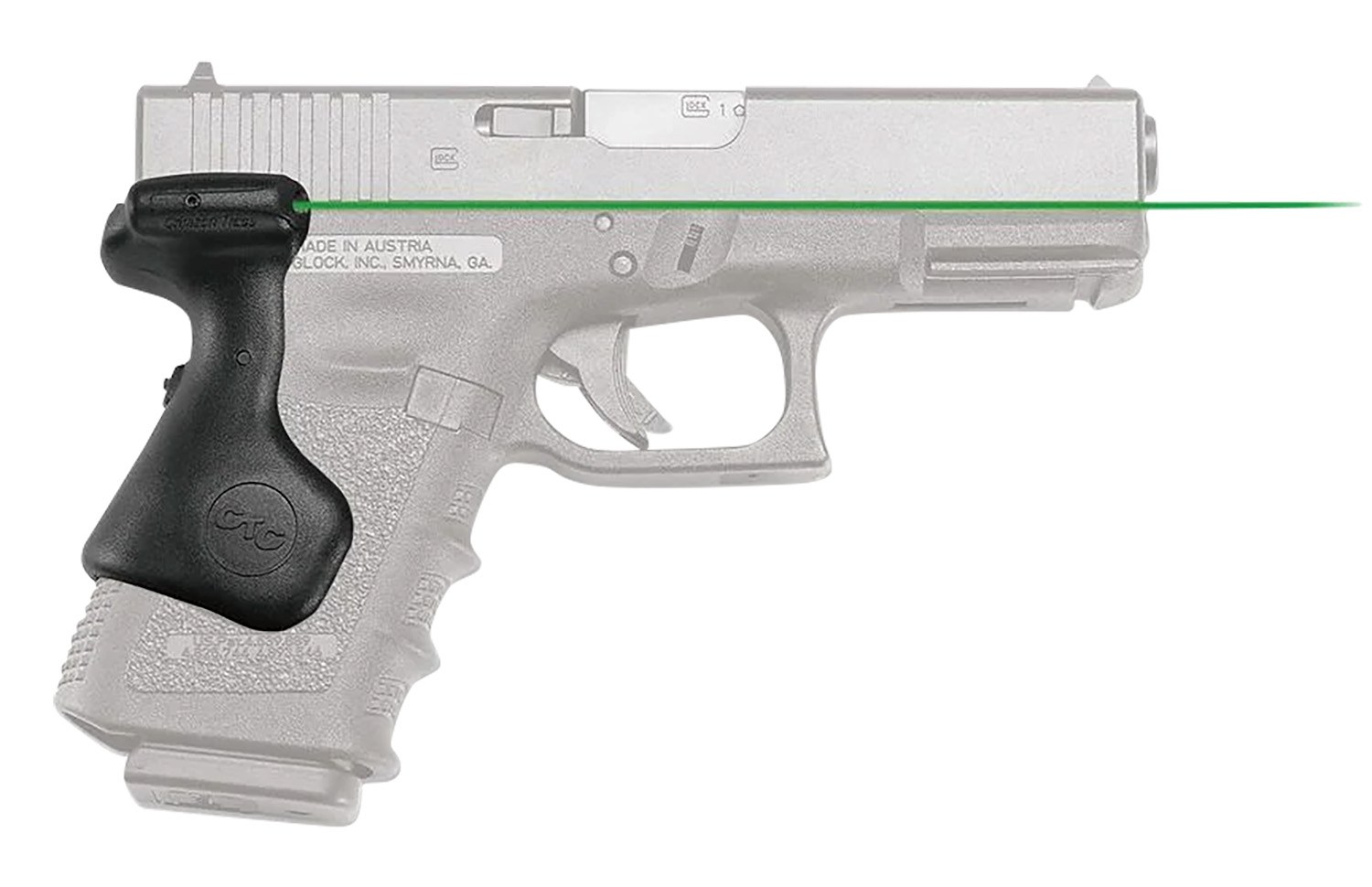 Crimson Trace 0167501 Lasergrips Compatible with Glock Compact Gen5 19/Gen4 19, 23, 32/Gen5 19 Gen 4, Green Laser Black Polymer