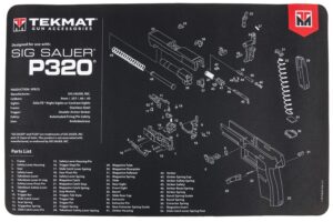 TekMat TEKR17SIGP320 Sig Sauer P320 Cleaning Mat Black/White Rubber 11"x17" Sig P320 Parts Diagram