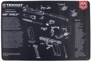 TekMat TEKR17SWMPSHIELD M&P Shield Cleaning Mat Black/Gray Rubber 11"x17" S&W M&P Shield Parts Diagram