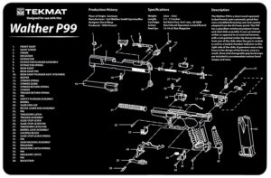 TekMat TEKR17WALP99 Walther P99 Cleaning Mat Black/White Rubber 11"x17" Walther P99 Parts Diagram