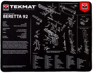TekMat TEKR20BER92 Beretta 92 Ultra 20 Cleaning Mat Black/White Rubber 15"x20" Beretta 92 Parts Diagram