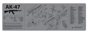 TekMat TEKR36AK47GY AK-47 Cleaning Mat Black/Gray Rubber 12"x36" AK-47 Parts Diagram