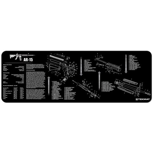 TekMat TEKR36AR15 AR-15 Cleaning Mat Black/White Rubber 12"x36" AR-15 Parts Diagram - Image 2