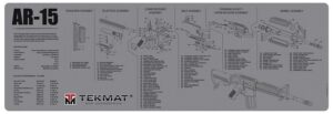 TekMat TEKR36AR15GY AR-15 Cleaning Mat Gray Rubber 12"x36" AR-15 Parts Diagram