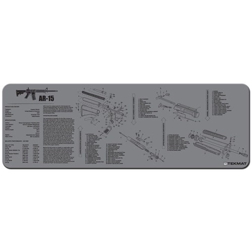 TekMat TEKR36AR15GY AR-15 Cleaning Mat Gray Rubber 12"x36" AR-15 Parts Diagram - Image 2
