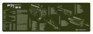 TekMat TEKR36AR15OD AR-15 Cleaning Mat OD Green Rubber 12"x36" AR-15 Parts Diagram