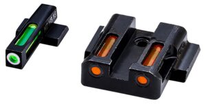HiViz MPN421 LiteWave H3 Sight Set for S&W M&P Green Tritium White Outline Front Sight-Orange Fiber Optic Rear Sight
