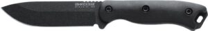 Ka-Bar BK16 Becker 4.38" Fixed Drop Point Plain Black 1095 Cro-Van Blade, Black Ultramid Handle, Includes Sheath