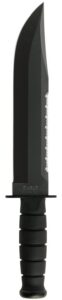Ka-Bar 2211 Big Brother 9.38" Fixed Top Serrated/Bottom Straight Plain Black 1095 Cro-Van Blade, Black Kraton G Handle, Includes Sheath