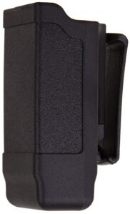 Blackhawk 410600PBK Single Magazine Case Matte Black Polymer Belt Clip Compatible with Double Stack 9mm/10mm/40/45/357