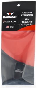 Warne MEG422BLK Magazine Extension Made of 6061-T6 Aluminum with Hardcoat Anodized Black Finish for Glock 42 Magazines (Adds 2-Round)