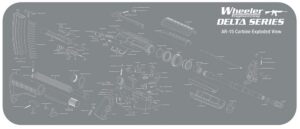 Wheeler 156824 AR-15 Maintenance Mat Delta Gray/White Neoprene Top with Rubber Back 20"x47" AR-15 Parts Diagram