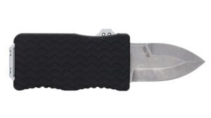 Schrade 1135969 Uproar Automatic Mini 1.90" OTF Dagger Plain Satin D2 Steel Blade, Black Textured Aluminum Handle