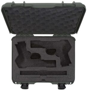 Nanuk 910CLASG6 910 Classic 2 Up Pistol Case Olive Polymer with Latches & Closed-Cell Foam Padding 13.20" L X 9.20" W X 4.10 " H Interior