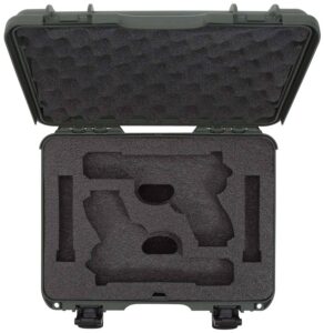 Nanuk 910GLOCK6 910 Glock Compatible 2 Up Pistol Case Olive Polymer with Latches Closed-Cell Foam Padding & Airline Approved 13.20" L X 9.20" W X