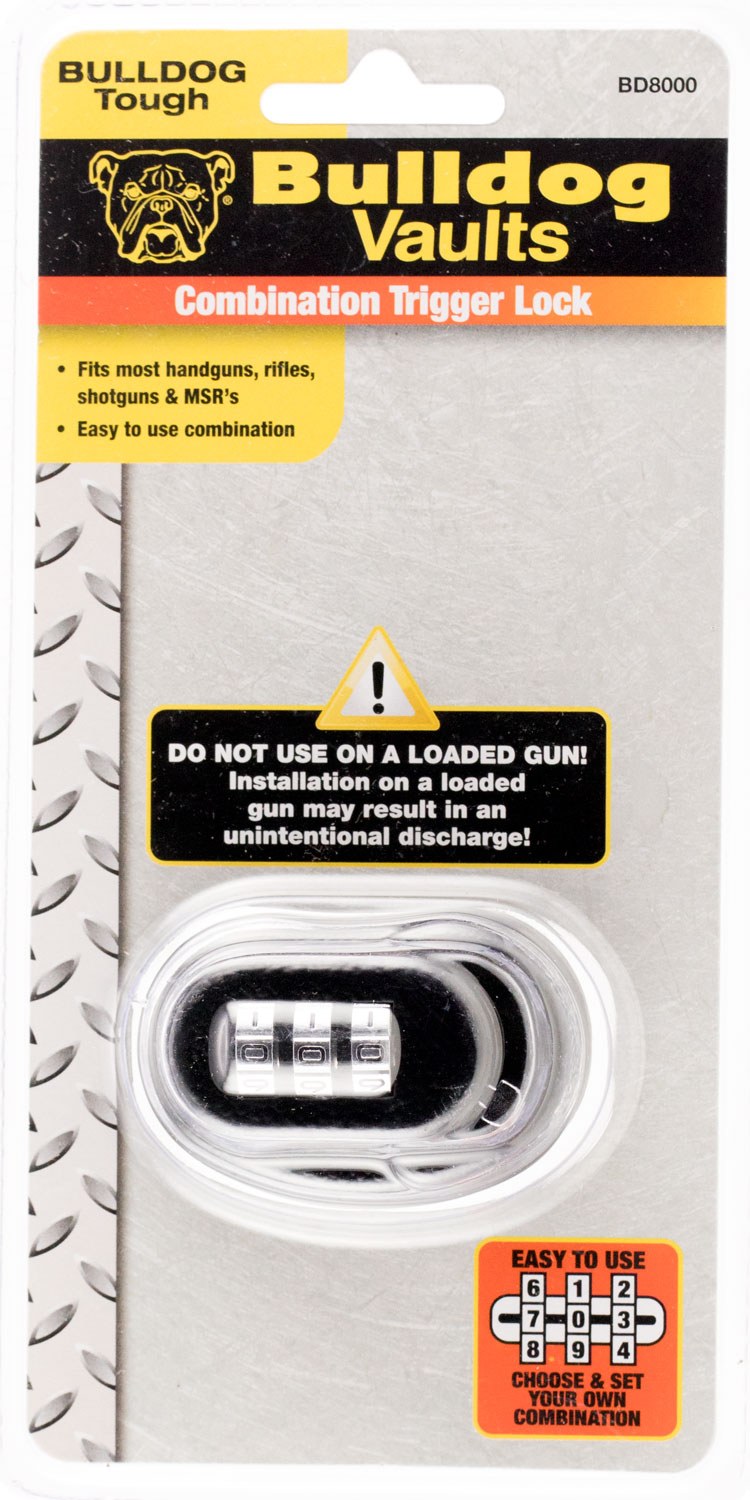 Bulldog BD8000 Trigger Lock Open with Combination Black Metal Firearm Fit- Handgun/Rifle/Shotgun