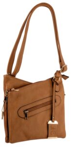 Bulldog BDP032 Cross Body Purse with Holster Tan Leather for Small Autos & Revolvers Ambidextrous Hand