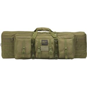 Bulldog BDT6037G BDT Tactical Double 37" Green Nylon, 3 Accessory Pockets, Deluxe Padded Backstraps Lockable Zippers, Padded Internal Divider