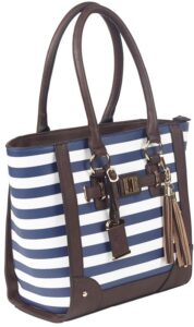 Bulldog BDP050 Tote Purse with Holster Navy Stripe Leather Most Sm Pistols & Revolvers Right Hand