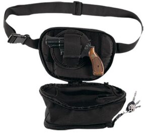 Bulldog BD850 Fanny Pack Small Handgun Holster Black Water-Resistant Nylon, Fits Up to 50" Waist, Ambidextrous