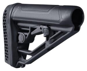 Adaptive Tactical AT02012 EX Performance Adjustable Black Synthetic M4 Style, Vented Rubber Butt Pad, Swivel Stud, Fits AR-Platform (MIL-Spec Buffer