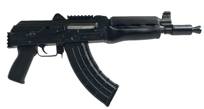 Zastava ZPAP92 AK Pistol 7.62 X 39 Mm with Booster Dark Wood Top Rail Rear Rail 1.5MM Receiver Buldged Trunnion Chrome Lined 10IN Barrel ZP92762PAM - Image 2