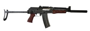 Zastava ZPAP85 AK Rifle 5.56X45 with Upper Vented Handguard Wood Lower Tango Down Red Grip Muzzle Extension and Underfolder Stock KIT1.5MM Receiver