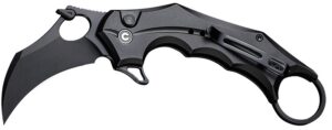 Civivi Knives C16016B-1 Incisor II 2.02" Folding Karambit Plain Black Nitro-V Steel Blade, Black with Finger Ring Aluminum Handle