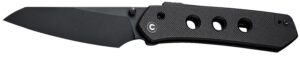 Civivi Knives C22036-1 Vision FG 3.54" Folding Tanto Plain Black Nitro-V Steel Blade, Black Textured G10 Handle