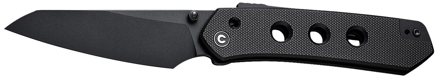Civivi Knives C22036-1 Vision FG 3.54" Folding Tanto Plain Black Nitro-V Steel Blade, Black Textured G10 Handle