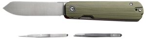 Civivi Knives C21004B-1 Sendy 2.83" Folding Spey Point Plain Satin Nitro-V Steel Blade. Green Textured G10 Handle