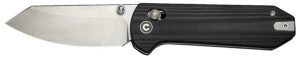 Civivi Knives C23073-1 Yonder 2.88" Folding Spey Point Plain Stonewashed 14C28N Steel Blade, Black Textured G10 Handle