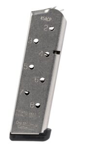 CMC Products 12131 Power Magazine Plus 8-Round 45 ACP Fits 1911 Government Stainless Steel with Black Base Pad