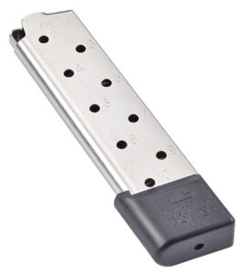 CMC Products 12150 Power Magazine Plus 10-Round 45 ACP Fits 1911 Government Stainless Steel with Black Base Pad