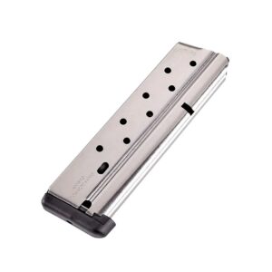 CMC Products 13111 Power Magazine 10-Round 38 Super Fits 1911 Government Stainless Steel with Black Base Pad