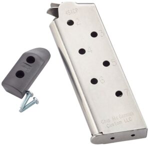 CMC Products 14121 Match Grade 7-Round 45 ACP Fits 1911 Officer Stainless/Black