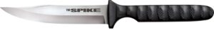 Cold Steel CS-53NBS Spike 4" Fixed Bowie Plain 4116 Stainless Steel Blade/Black Scalloped Griv-Ex Handle Includes Sheath