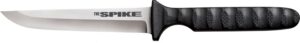Cold Steel CS-53NCC Spike 4" Fixed Drop Point Plain Cryo 4116 SS Blade/Black Scalloped Griv-Ex Handle Includes Bead Chain Lanyard/Sheath
