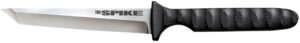 Cold Steel CS-53NCT Spike 4" Fixed Tanto Plain Cryo 4116 SS Blade/Black Scalloped Griv-Ex Handle Includes Bead Chain Lanyard/Sheath