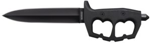 Cold Steel CS-80NTP Chaos Double Edge 7.50" Fixed Plain Black SK-5 High Carbon Blade/Black with "D" Ring Guards Aluminum Handle