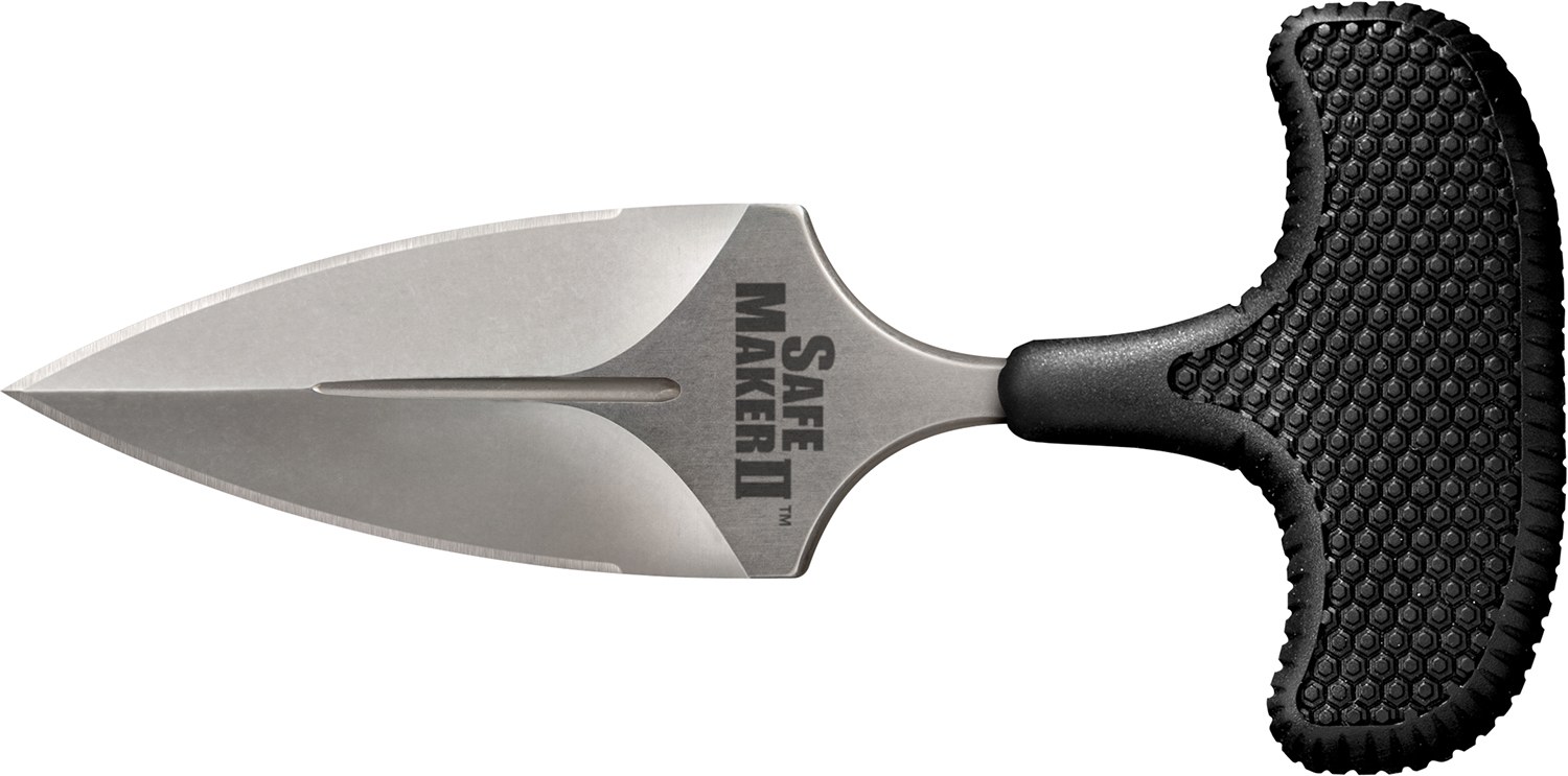 Cold Steel CS12DCST Safe Maker II 3.25" Fixed Spear Point Plain Stone Washed AUS-8A SS Blade/ Black Textured Kray-Ex Handle Includes Sheath