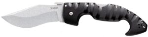Cold Steel CS21ST Spartan 4.50" Folding Plain Stone Washed Japanese AUS-10A SS Blade/Black Griv-Ex with Steel Liners Handle Includes Pocket Clip