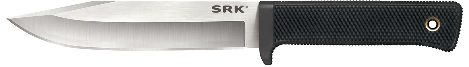 Cold Steel CS-35AN San Mai SRK 6" Fixed Plain Satin VG-10 San Mai Blade/Black Checkered with Finger Guard Kray-Ex Handle