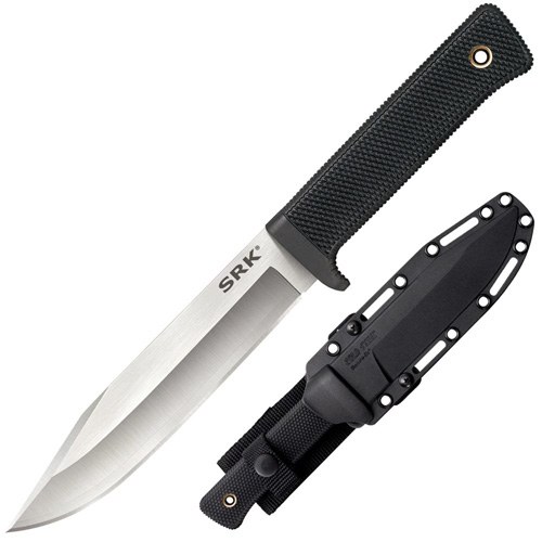 Cold Steel CS-35AN San Mai SRK 6" Fixed Plain Satin VG-10 San Mai Blade/Black Checkered with Finger Guard Kray-Ex Handle - Image 2