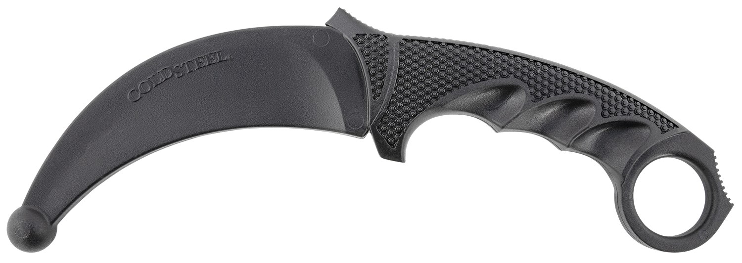 Cold Steel CS92R49 Karambit Rubber Trainer 4" Fixed Plain Black Santoprene Blade/Black Deep Checkered with Ring Pommel Santoprene Handle
